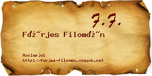 Fürjes Filomén névjegykártya